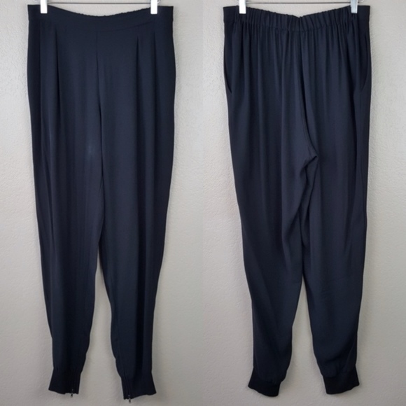 Eileen Fisher 100% Silk Slouchy Zipper Cuff Pants - Picture 3 of 8